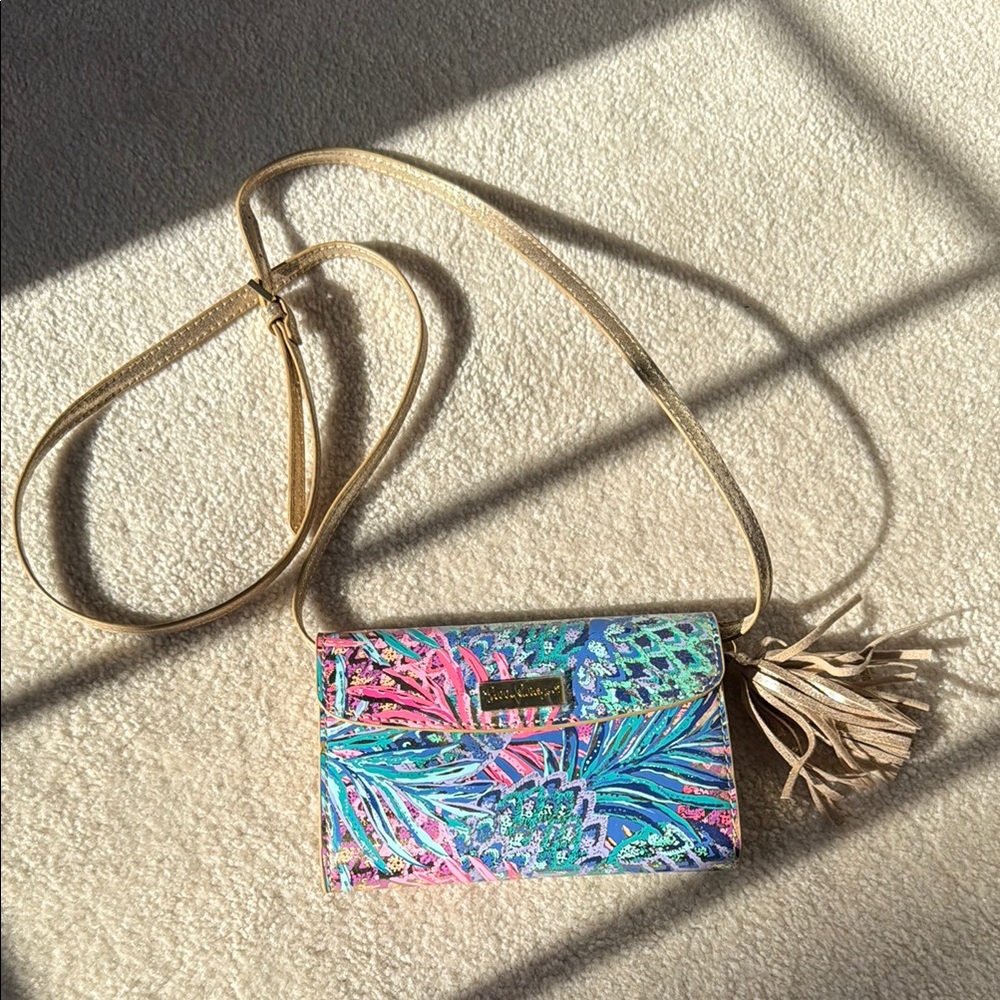 Lilly Pulitzer blue velvet Crossbody Bag